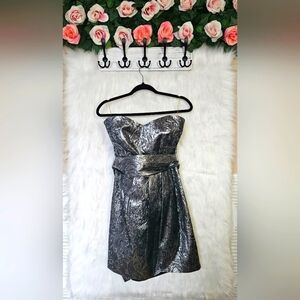 Suzy Shier Party/Holiday Strapless Foil Print Mini Dress